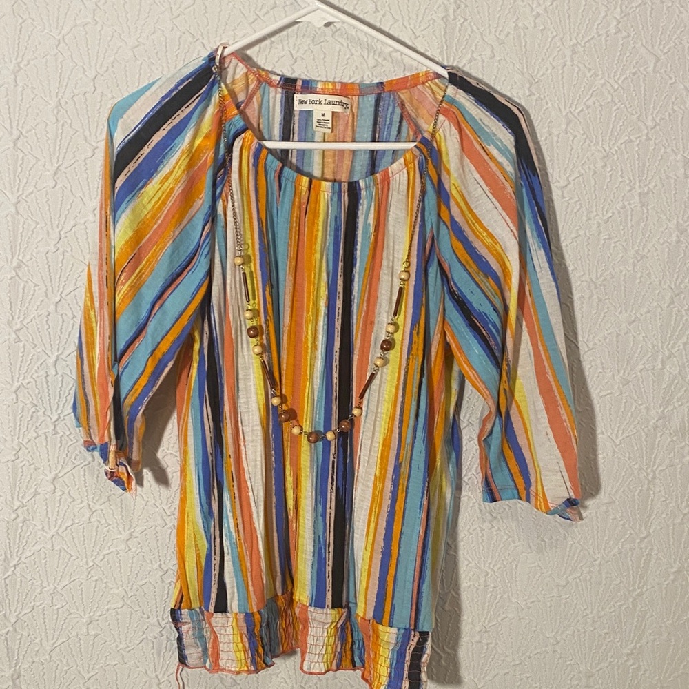New York Laundry Vibrant Striped Tunic Women’s Medium Etherael Bold Confident
